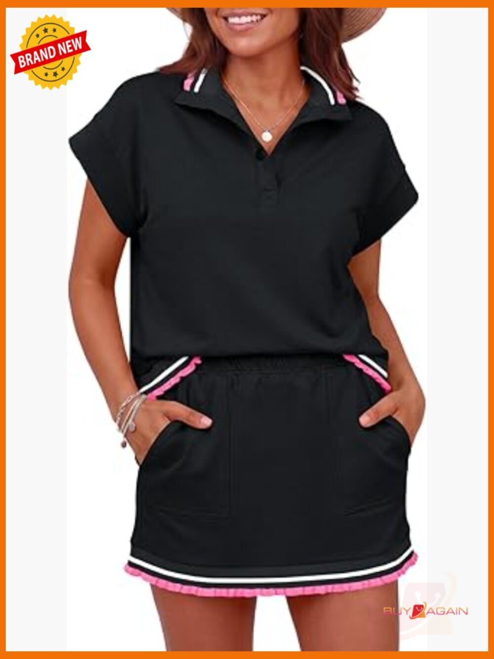2 Piece Short Set Mini Skirt Ruffle Top Casual